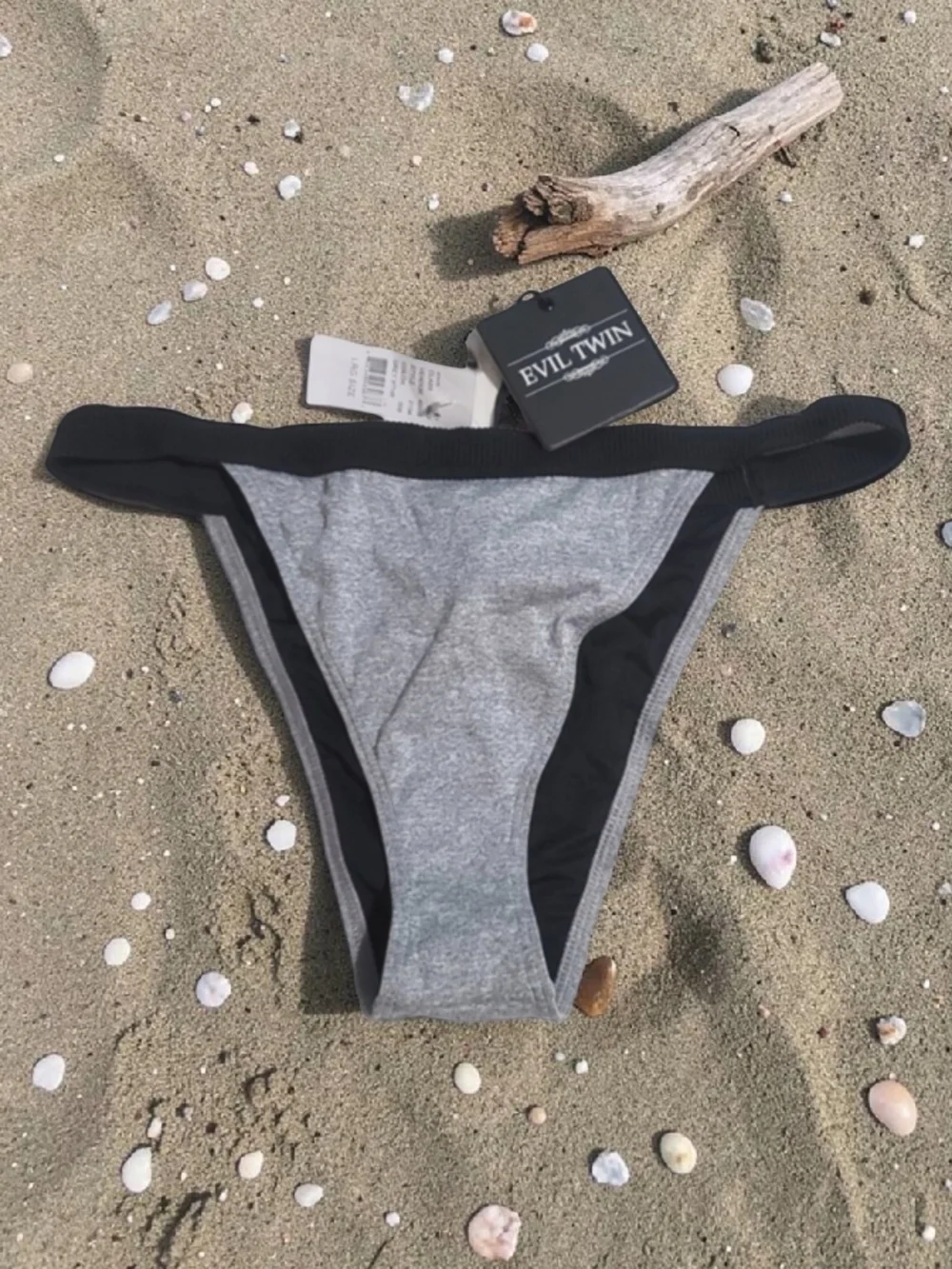 Evil Twin - Large Gray & Black Bikini Bottom